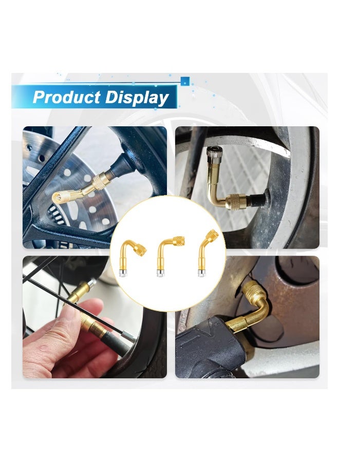 PAWSONIFY 7Pcs Tyre Valve Extension Adapter, Universal 45° 90° 135° Valve Extension, Schrader Valve Extension, Brass Air Tire Extension Schrader for Car Motorcycle Bike Truck RV Scooter - Image 4